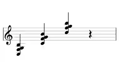 Sheet music of C M7sus4 in three octaves